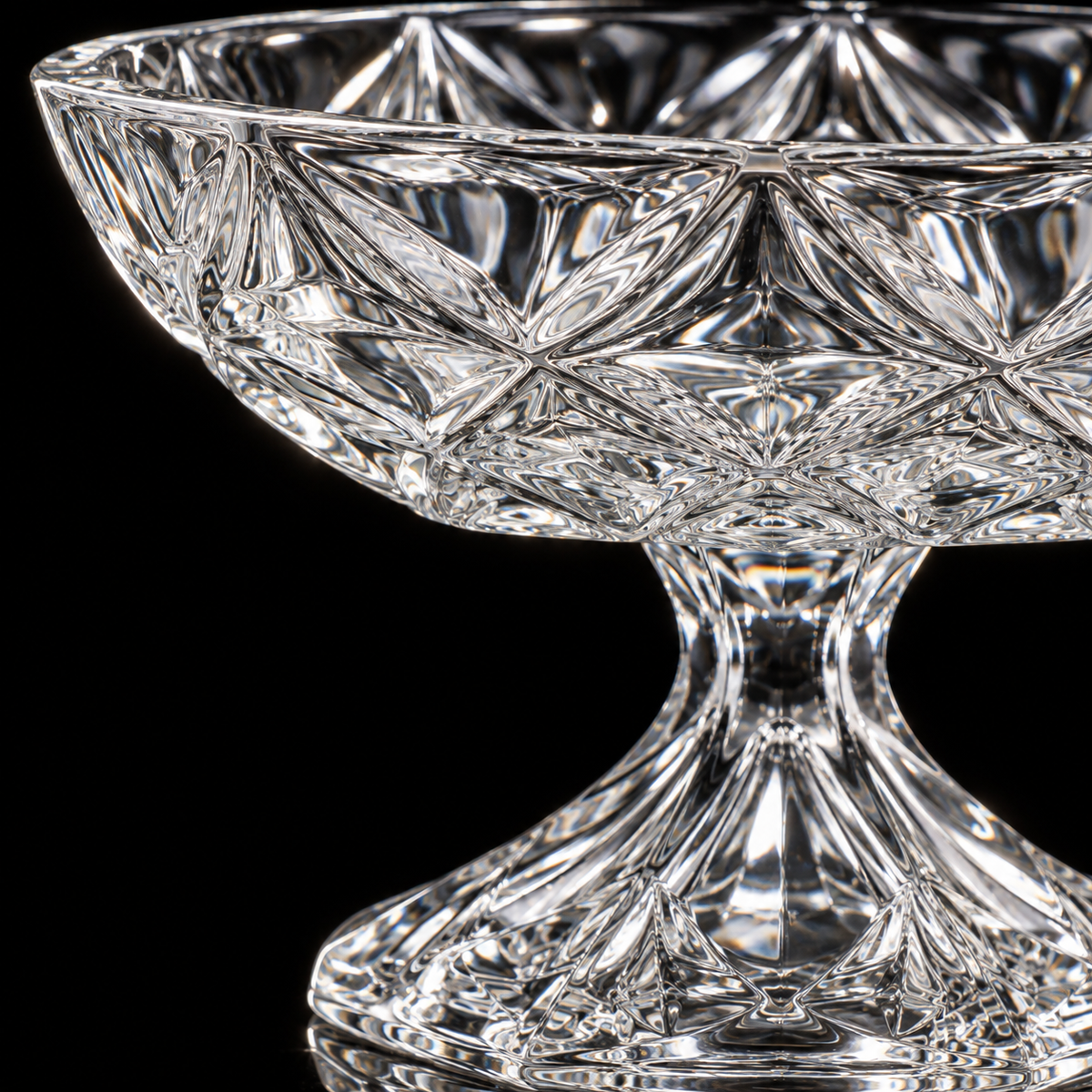 Crystal footed fruit bowl detail