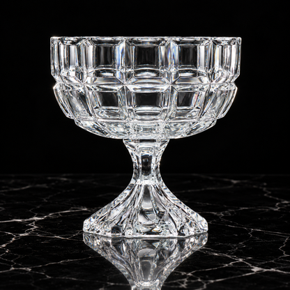 Crystal footed fruit bowl on black marble