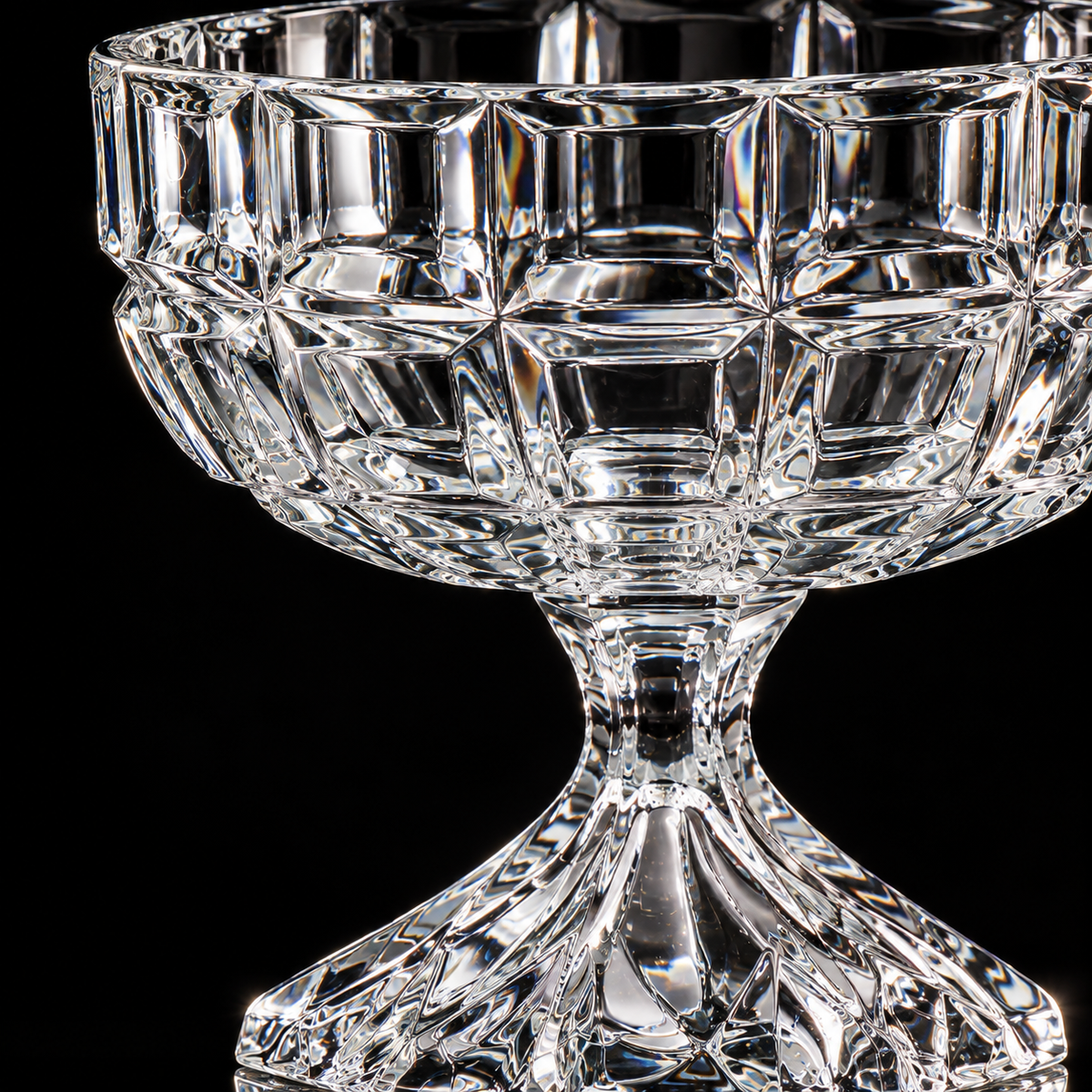 Crystal footed fruit bowl detail