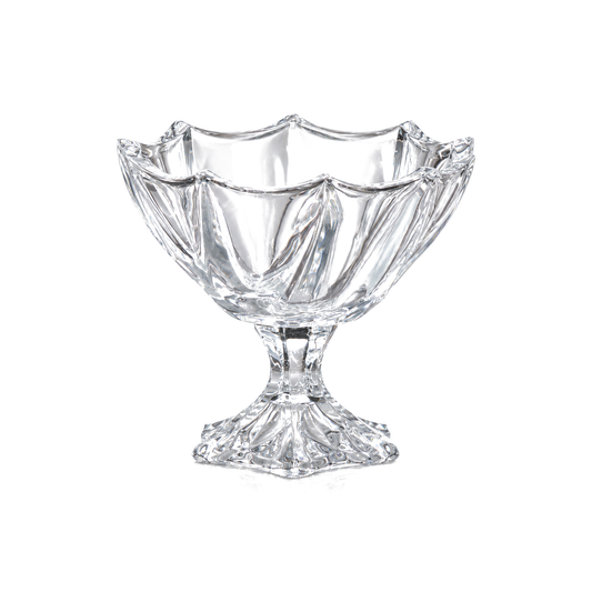 Swirl crystal footed dessert bowl on white
