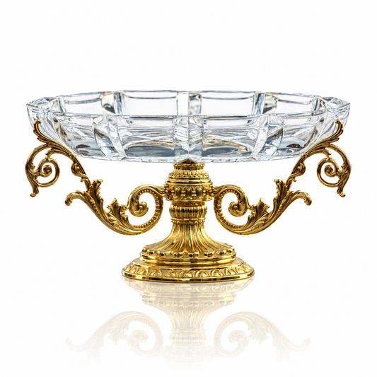 Crystal fruit bowl with gold stand
