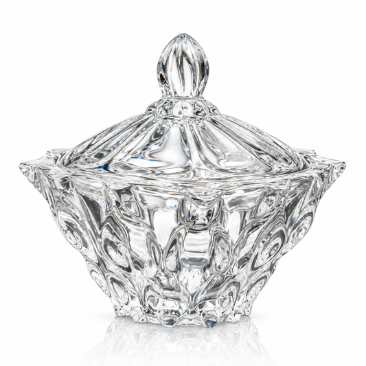 B-403 crystal candy bowl with lid on white