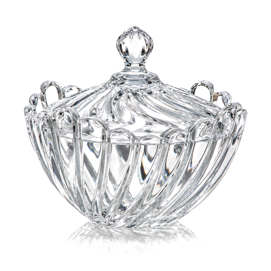 Crystal swirl candy bowl with scalloped rim