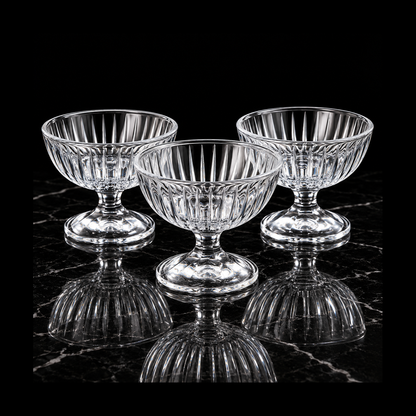 Ice cream bowls on black marble