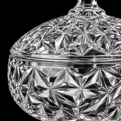 B-504 candy bowl star-cut crystal detail close-up