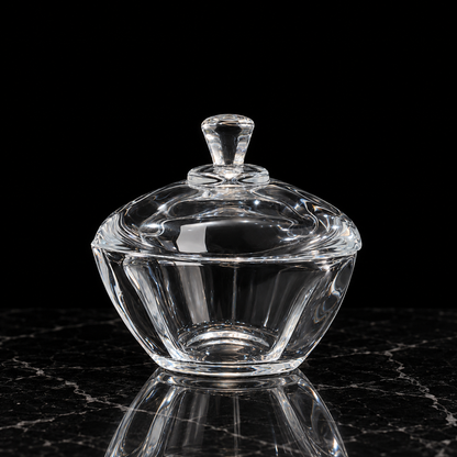 B-504 small crystal candy bowl on black marble