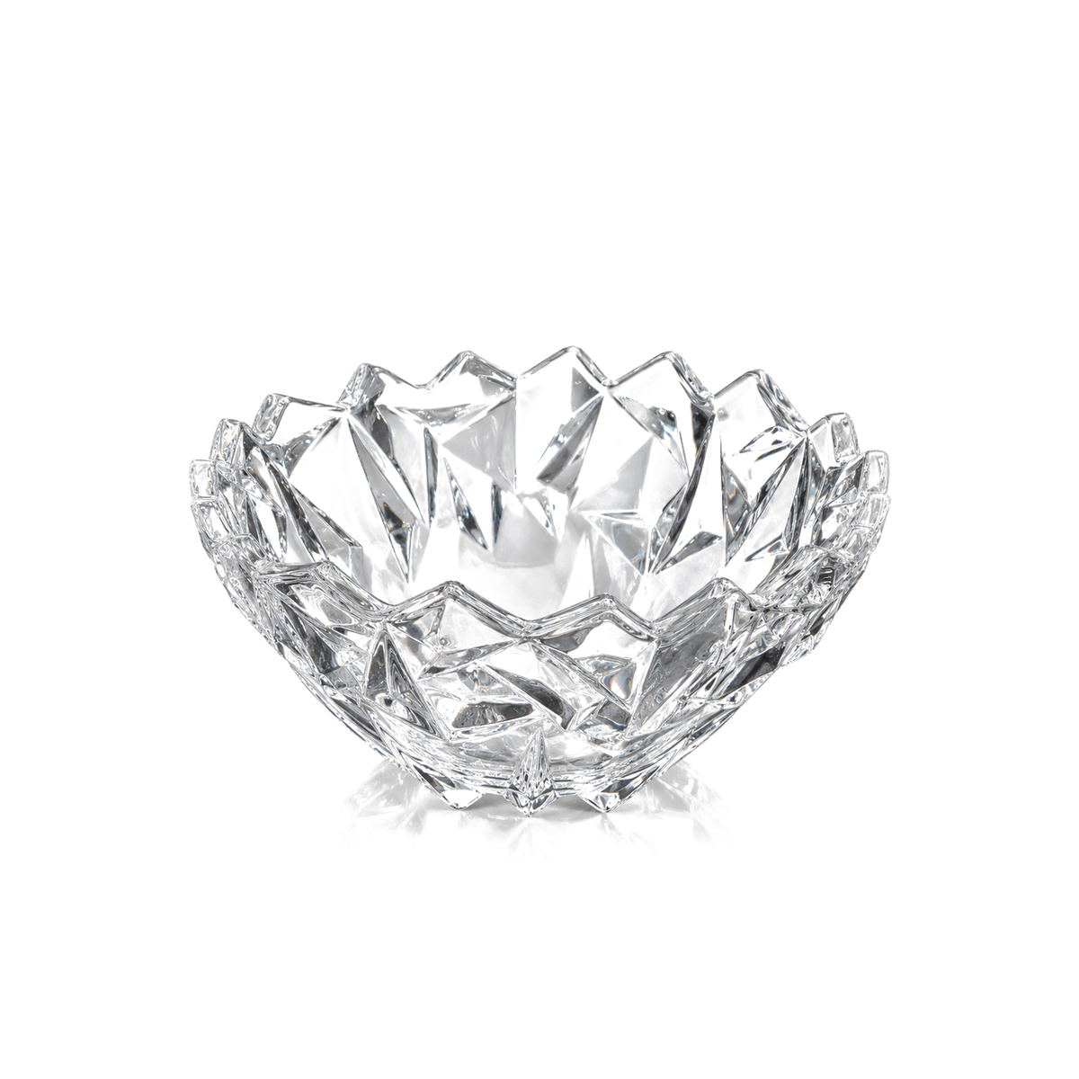 B-505 ice-cut crystal serving bowl on white