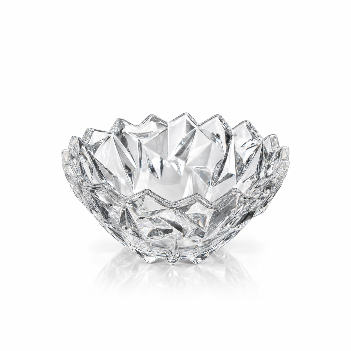 B-904 ice-cut crystal fruit bowl on white