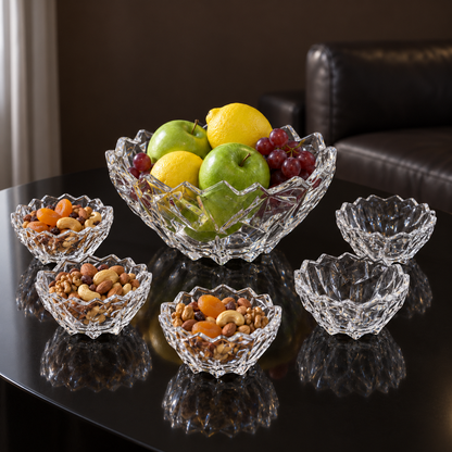 B-505 bowl set with fruit and nuts in a living room