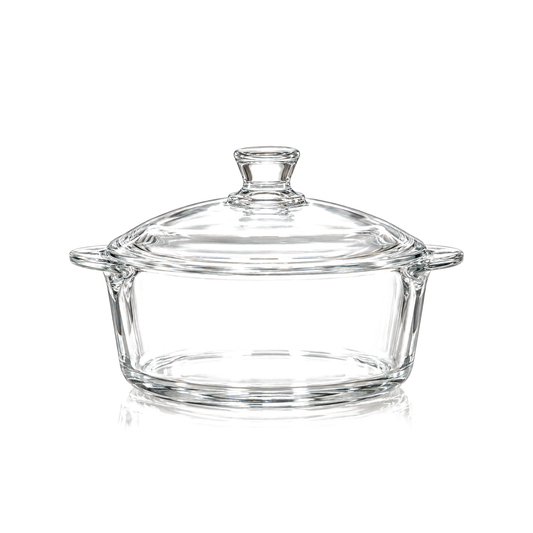 Tempered glass casserole with lid