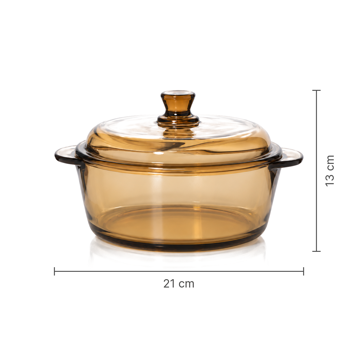 Amber glass casserole dimensions 21 cm x 13 cm