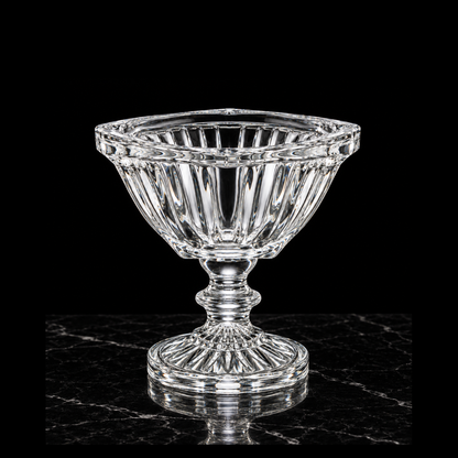 Fluted crystal footed bowl on black marble