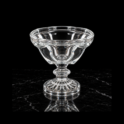 Footed crystal bowl on black marble
