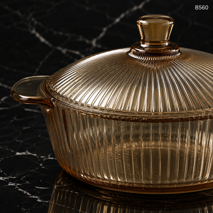 B560 tempered glass casserole close-up glass detail