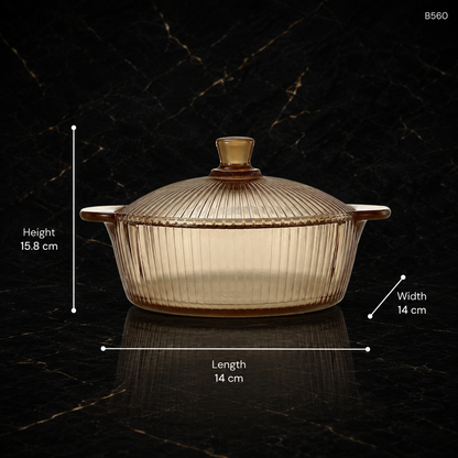 B560 tempered glass casserole dimensions 14 cm 14 cm 15.8 cm