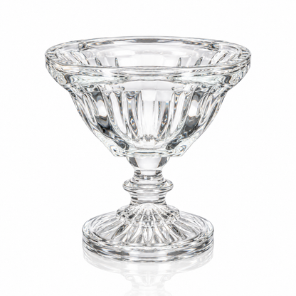 Fluted crystal footed bowl with square rim on white