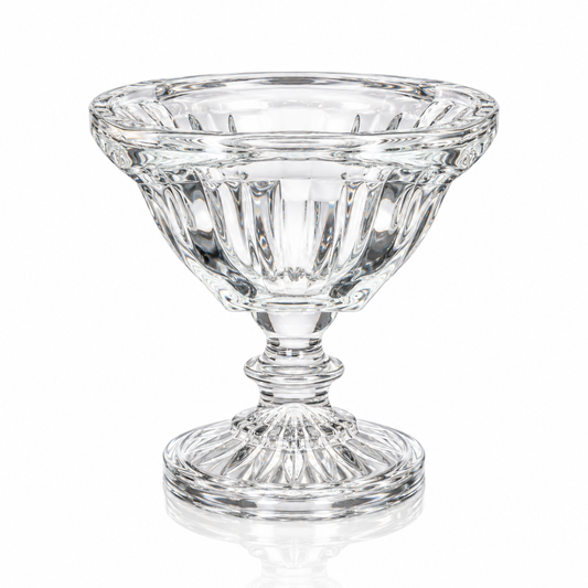 Fluted crystal footed bowl with square rim on white