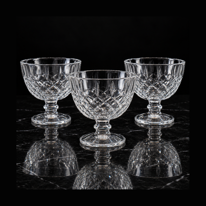 Ice cream bowls on black marble