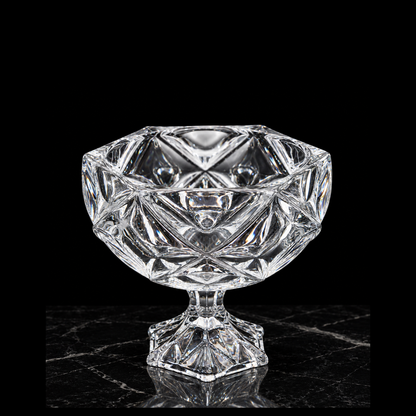 Crystal footed bowl on black marble