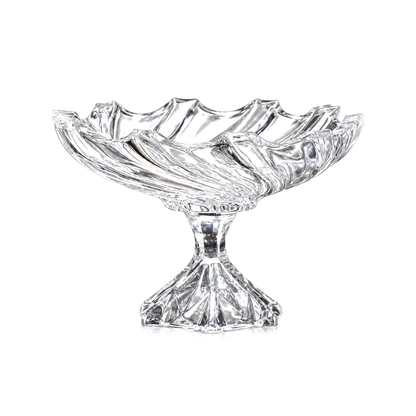 Swirl crystal footed fruit bowl on white