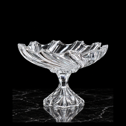 Swirl crystal fruit bowl on black marble