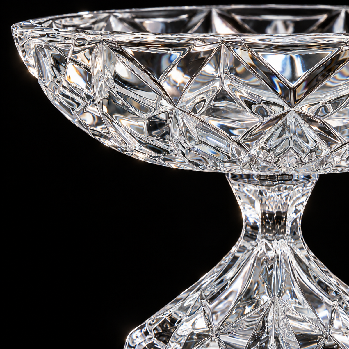 Crystal footed fruit bowl detail