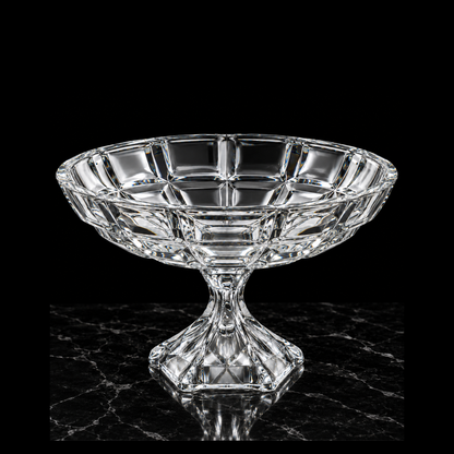 Crystal footed fruit bowl on black marble