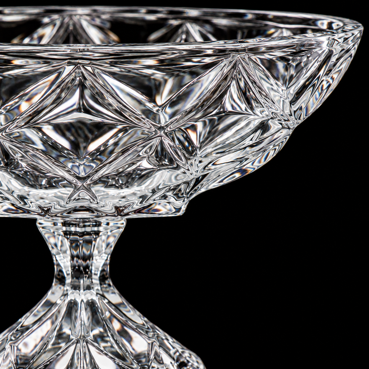 Crystal footed fruit bowl detail