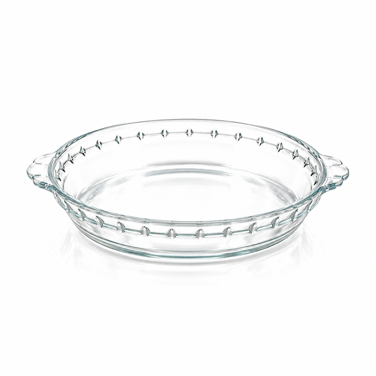 B-809 set of 3 glass pie dishes on white