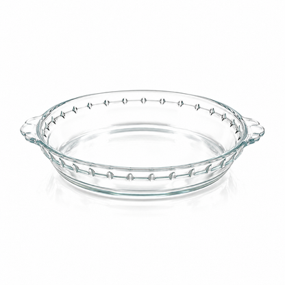 B-809 set of 3 glass pie dishes on white