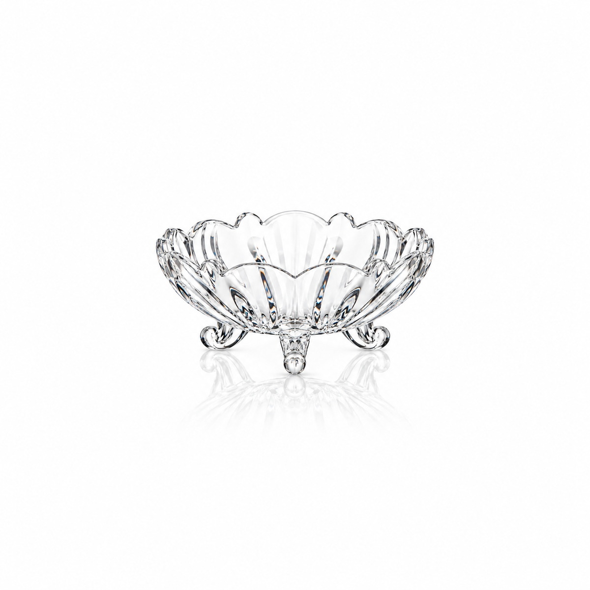 B-901 footed lotus crystal fruit bowl on white