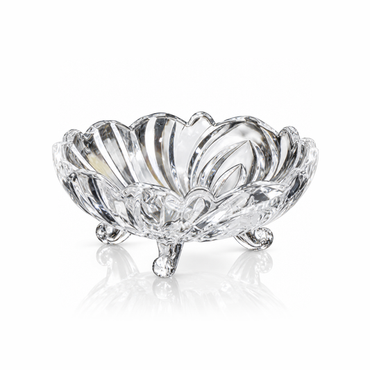 B-901 footed lotus crystal fruit bowl on white