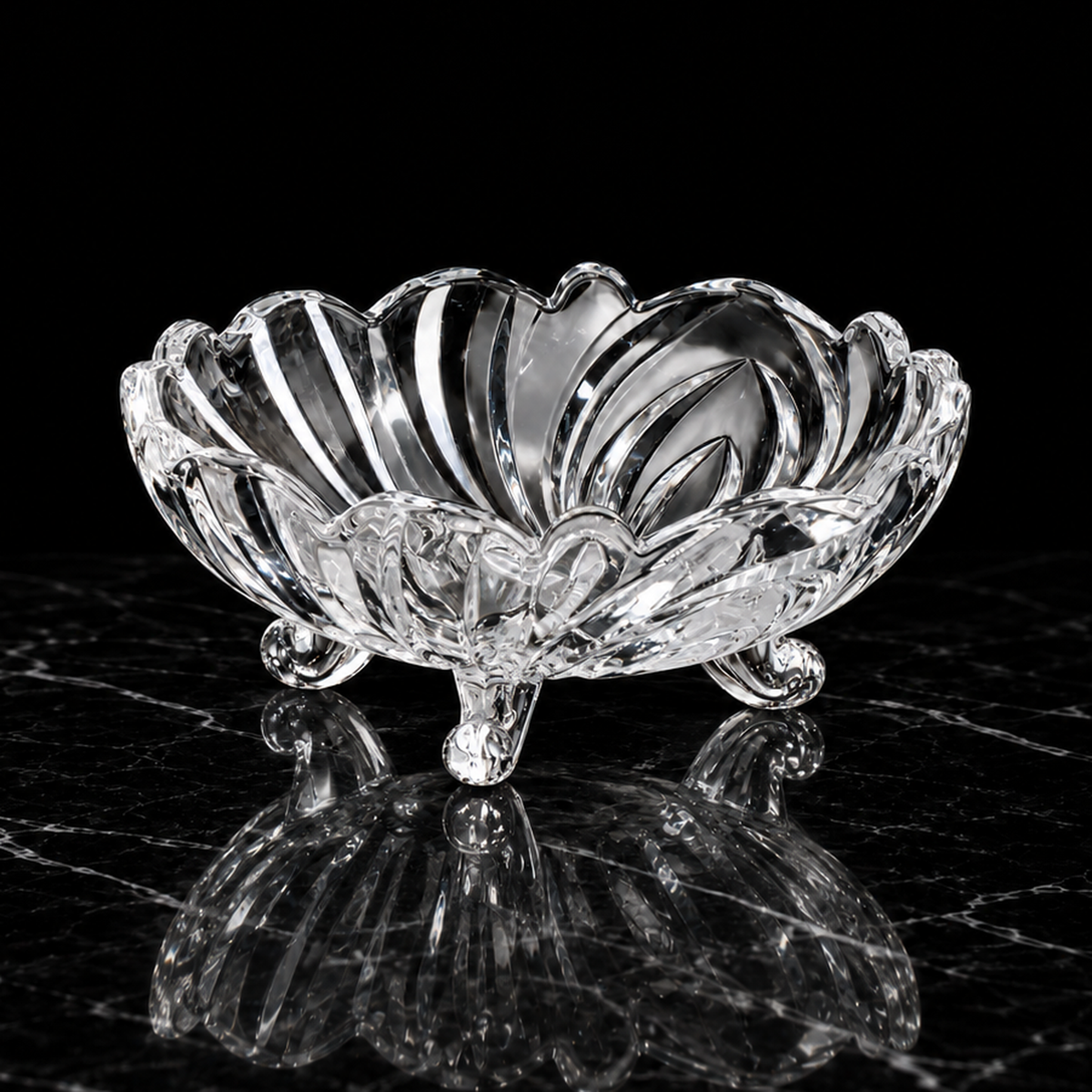 B-901 crystal bowl on black marble
