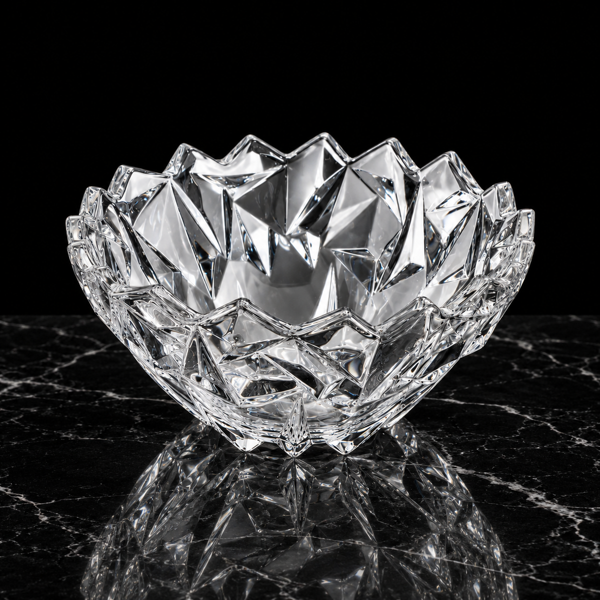 B-904 crystal fruit bowl on black marble