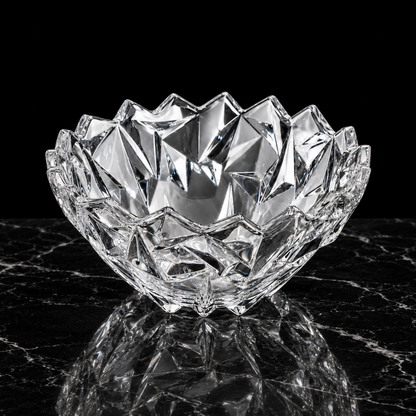 B-904 crystal fruit bowl on black marble