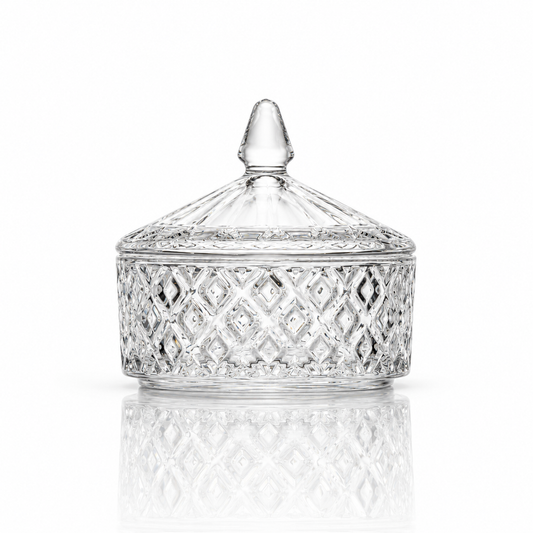 B-905 cut crystal candy box with lid on white
