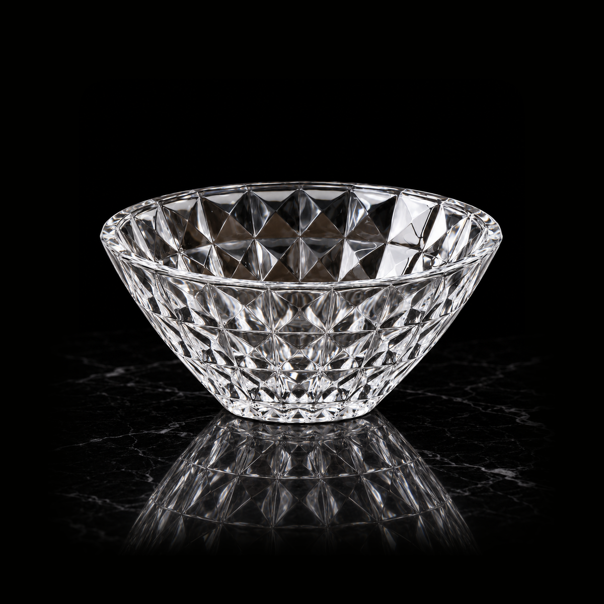 B-905 crystal fruit bowl on black marble
