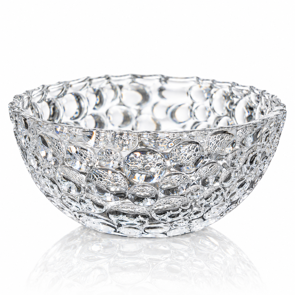 B-910 bubble cut crystal fruit bowl on white