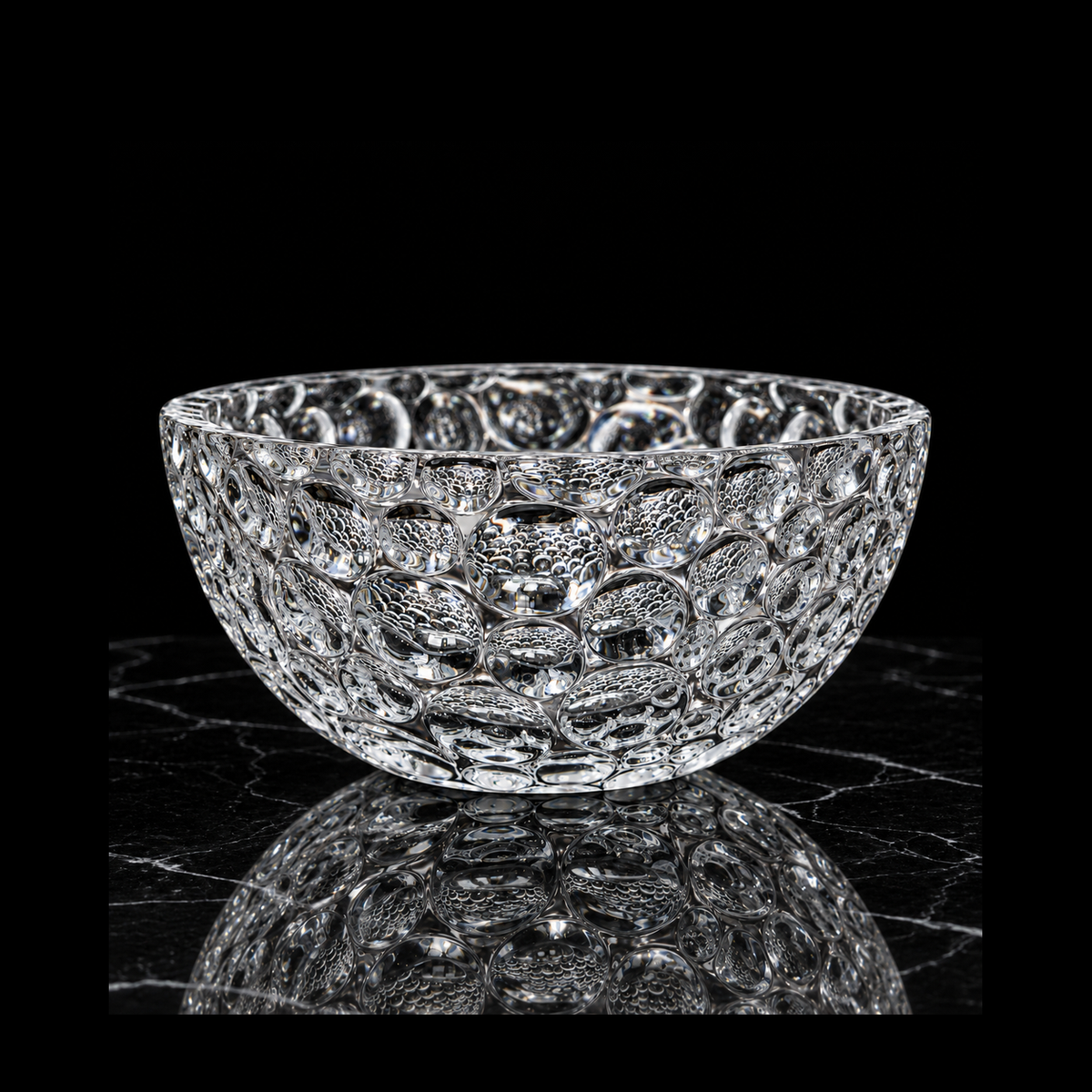 B-910 crystal bowl on black marble