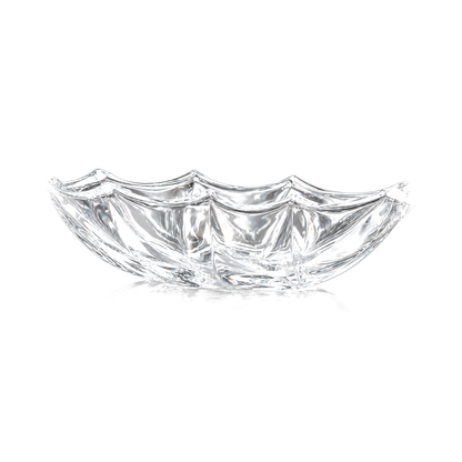 B-914 boat shaped crystal fruit bowl on white
