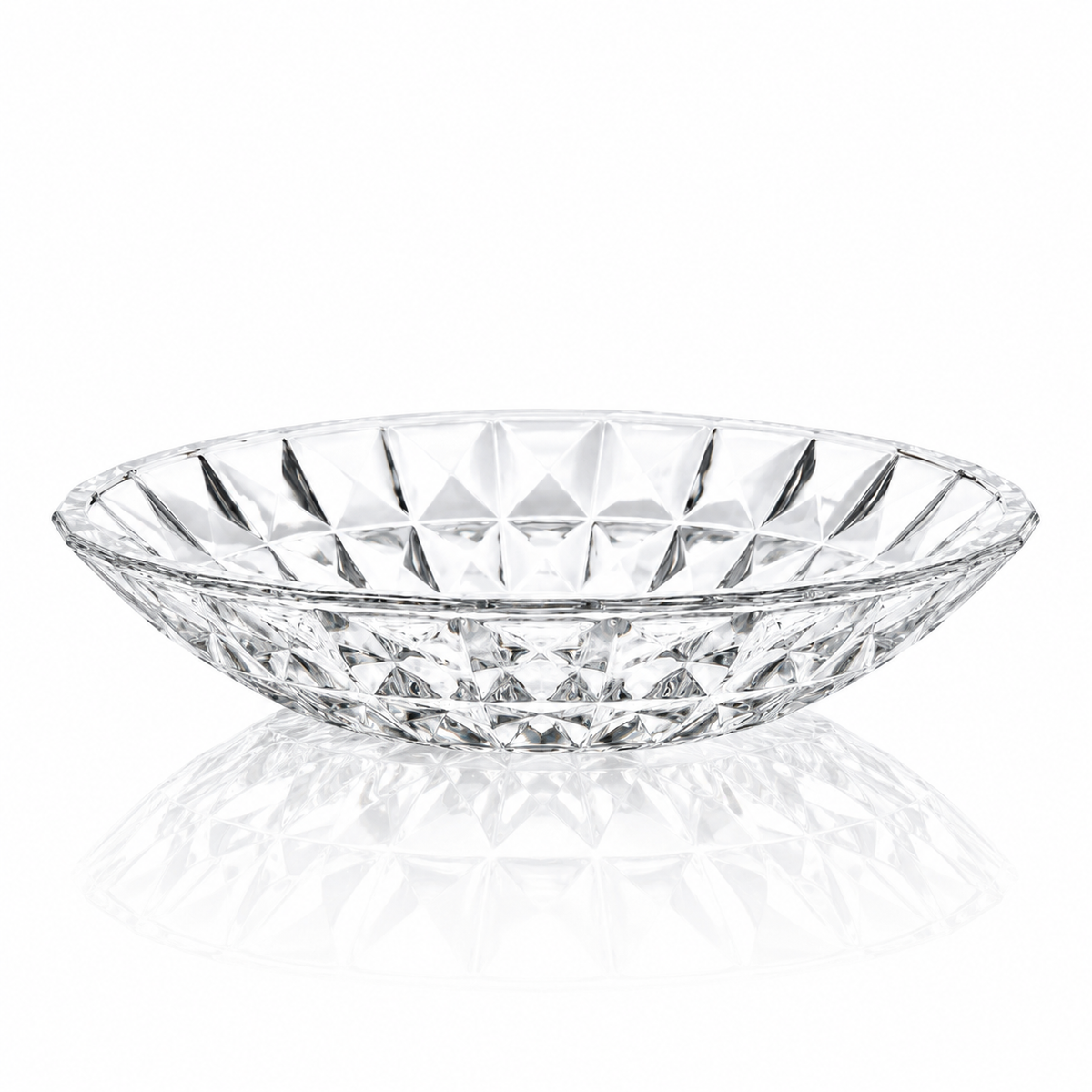 B-916 diamond cut crystal serving bowl on white