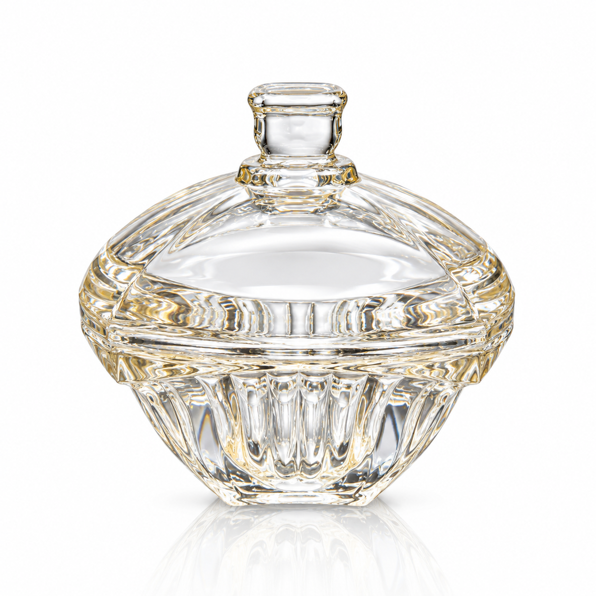 B-917 champagne crystal candy bowl with lid on white