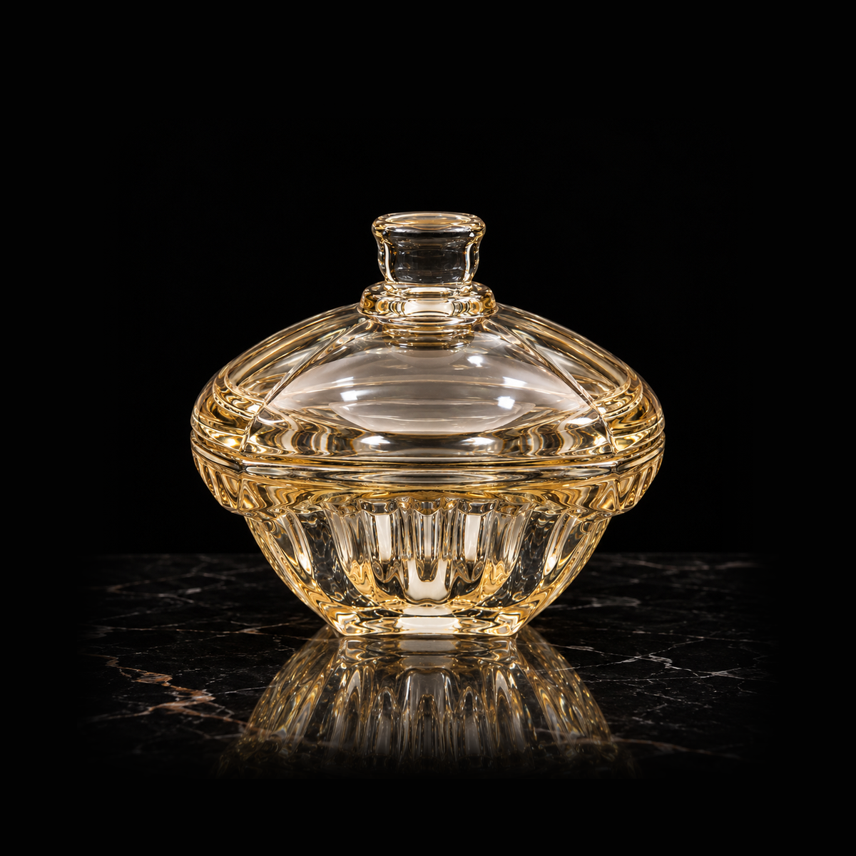 B-917 champagne candy bowl on black marble