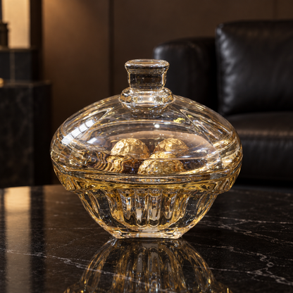 B-917 candy bowl with gold-wrapped chocolates in a living room