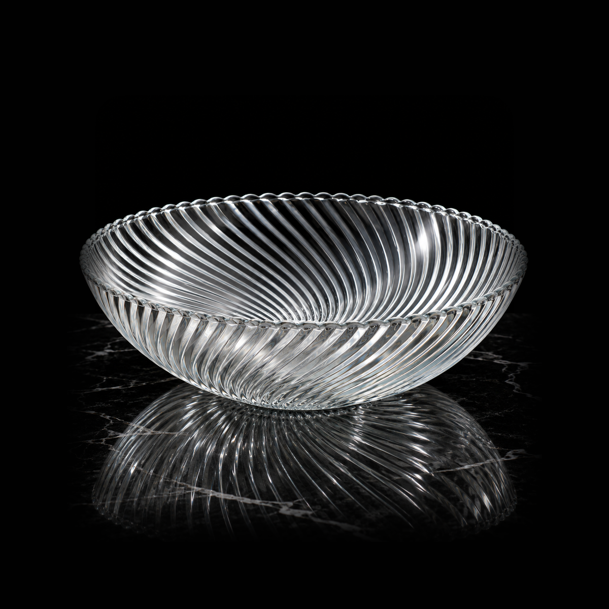 B-917 swirl fruit bowl on black marble
