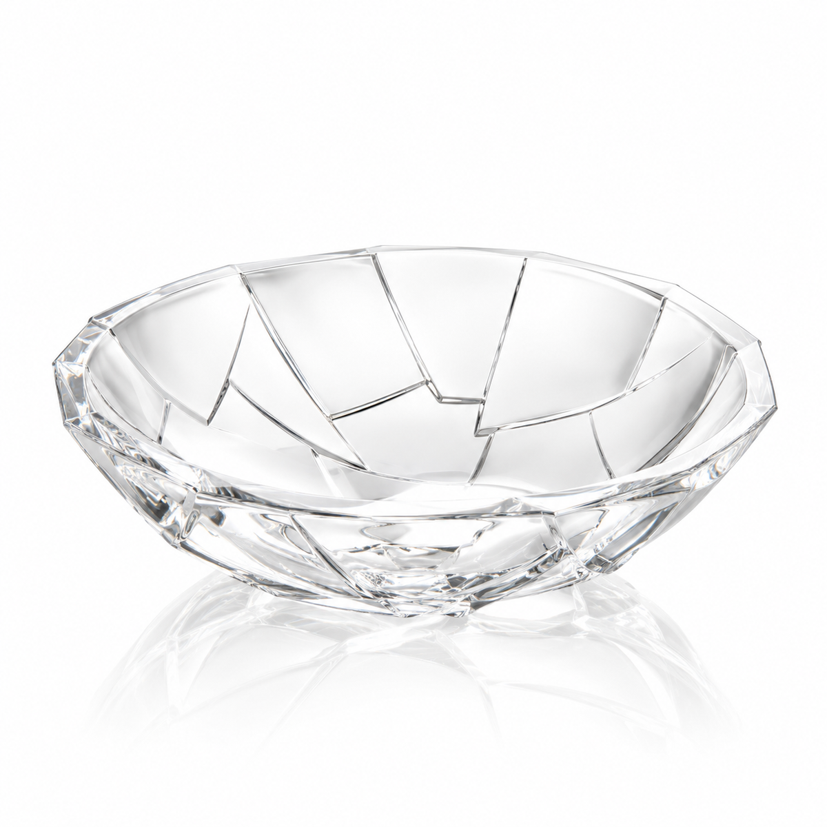 B-922 angular cut crystal fruit bowl on white