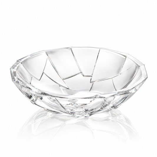 B-922 angular cut crystal fruit bowl on white
