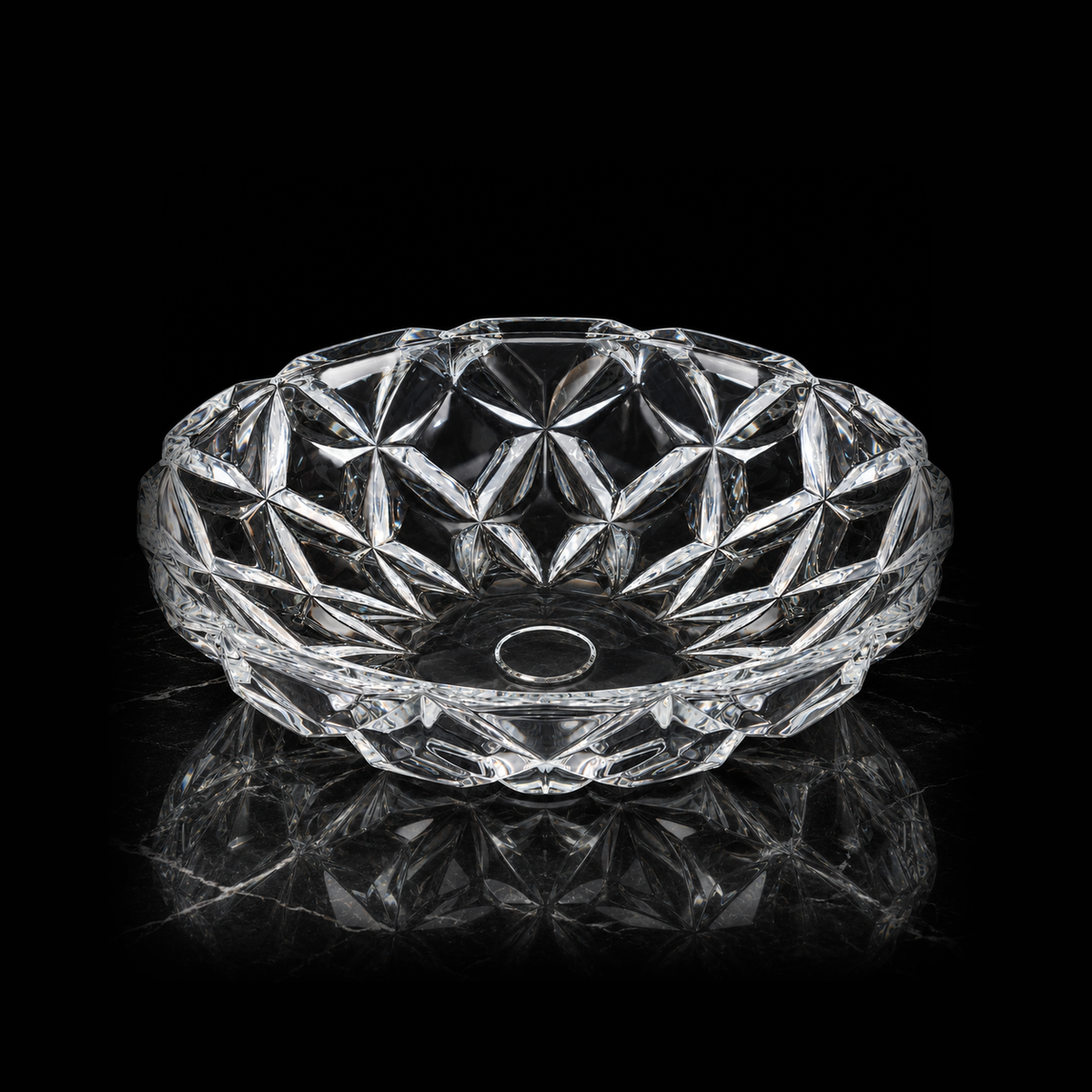 B-934 crystal fruit bowl on black marble