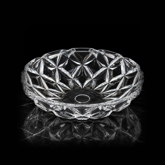 B-934 crystal fruit bowl on black marble