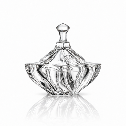 B-935/1 swirl crystal candy bowl with lid on white
